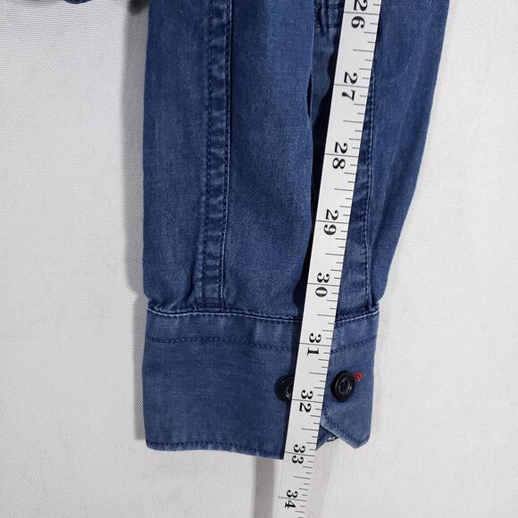 Louis Phillipe Tailored Fit Shirt Mens Medium Blue Long Sleeve Preppy Button Up - Picture 12 of 16